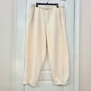 American Eagle Womens Fluffy Sherpa Joggers Cream Ivory XL NWOT